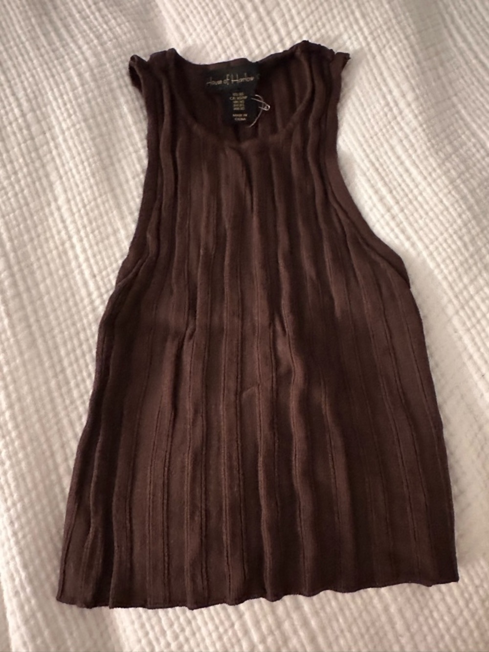 House of Harlow 1960 Chocolate Brown Ribbed Tank Top Size XS